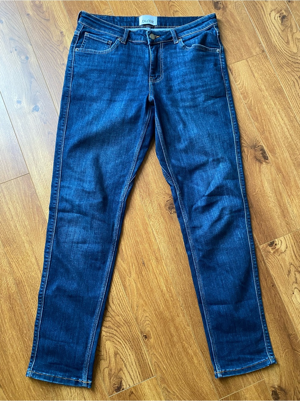 DU/ER Women's Straight Leg Jeans in Heritage Blue
